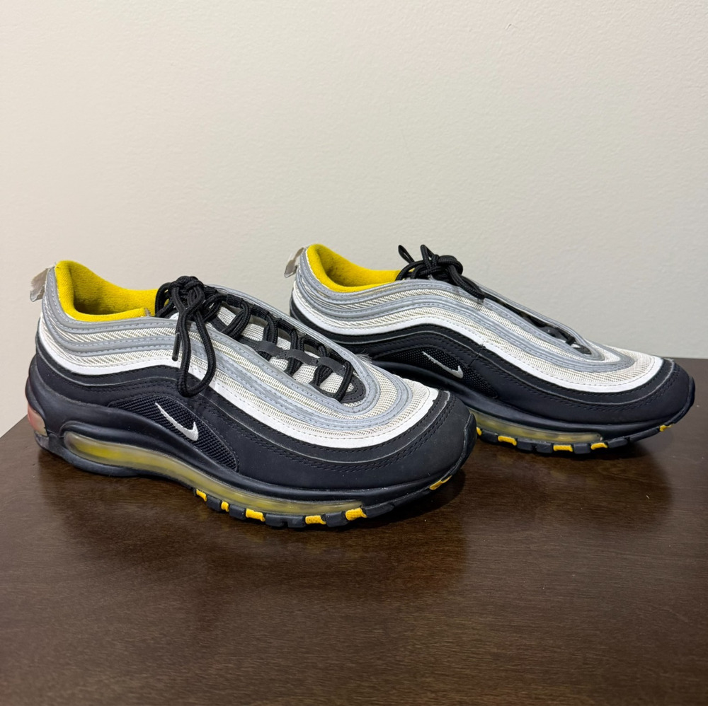 Nike Air Max 97 GS Black White Yellow Steelers 921522-005 Sz 6.5Y Womens Size 8